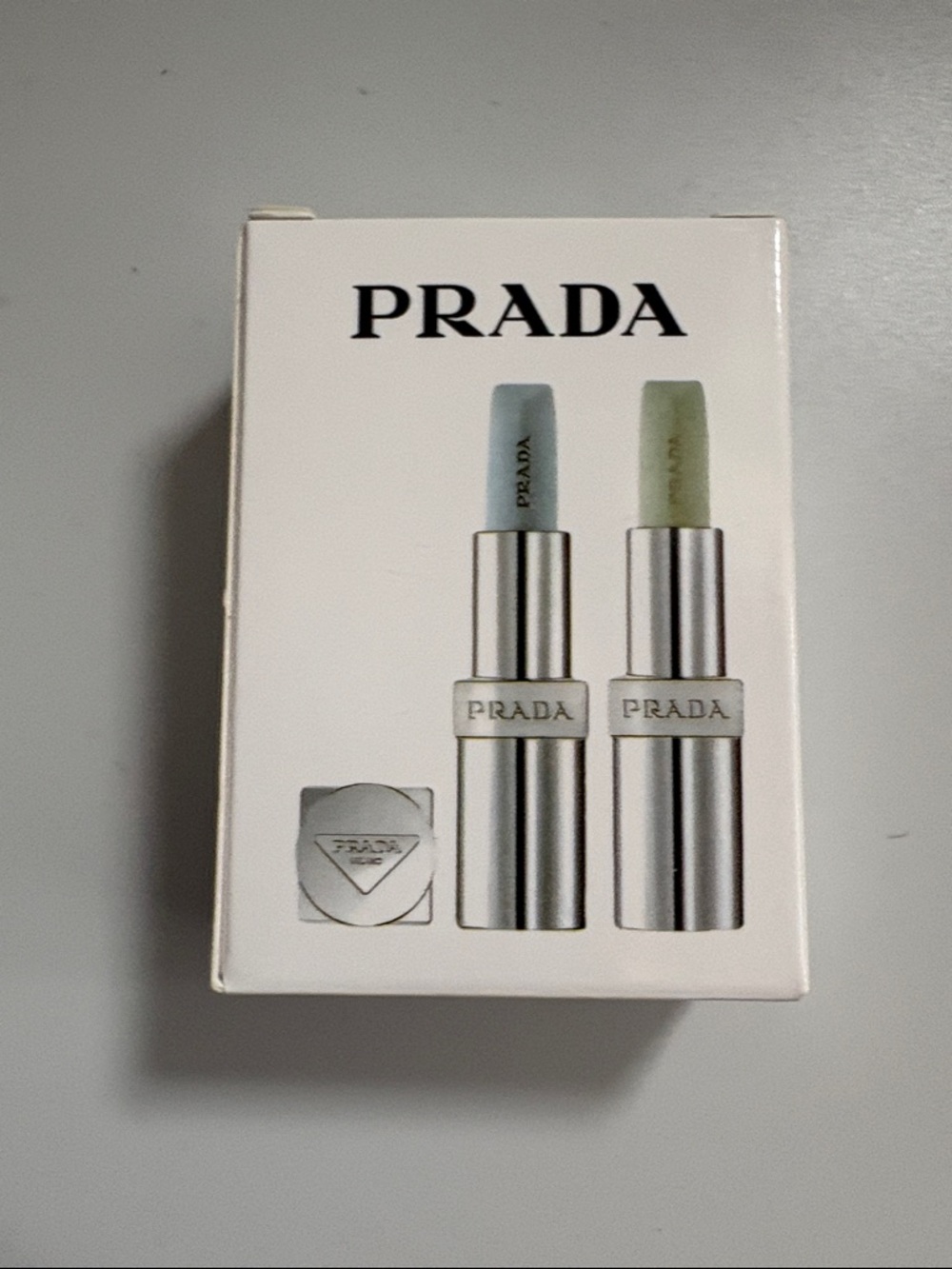 NIB [Prada] Monochrome Moisturizing Lip Balm Set 000 Universal/U001 Astral Pink - Picture 11 of 15